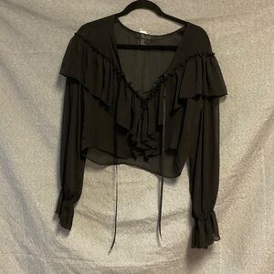 Forever 21 Black Ruffled Blouse